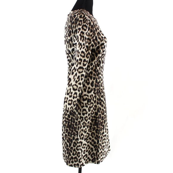 Rag & Bone Silk Brown Leopard Print Sheath Dress 4 Tan Keyhole Back Mini Small - Picture 2 of 7